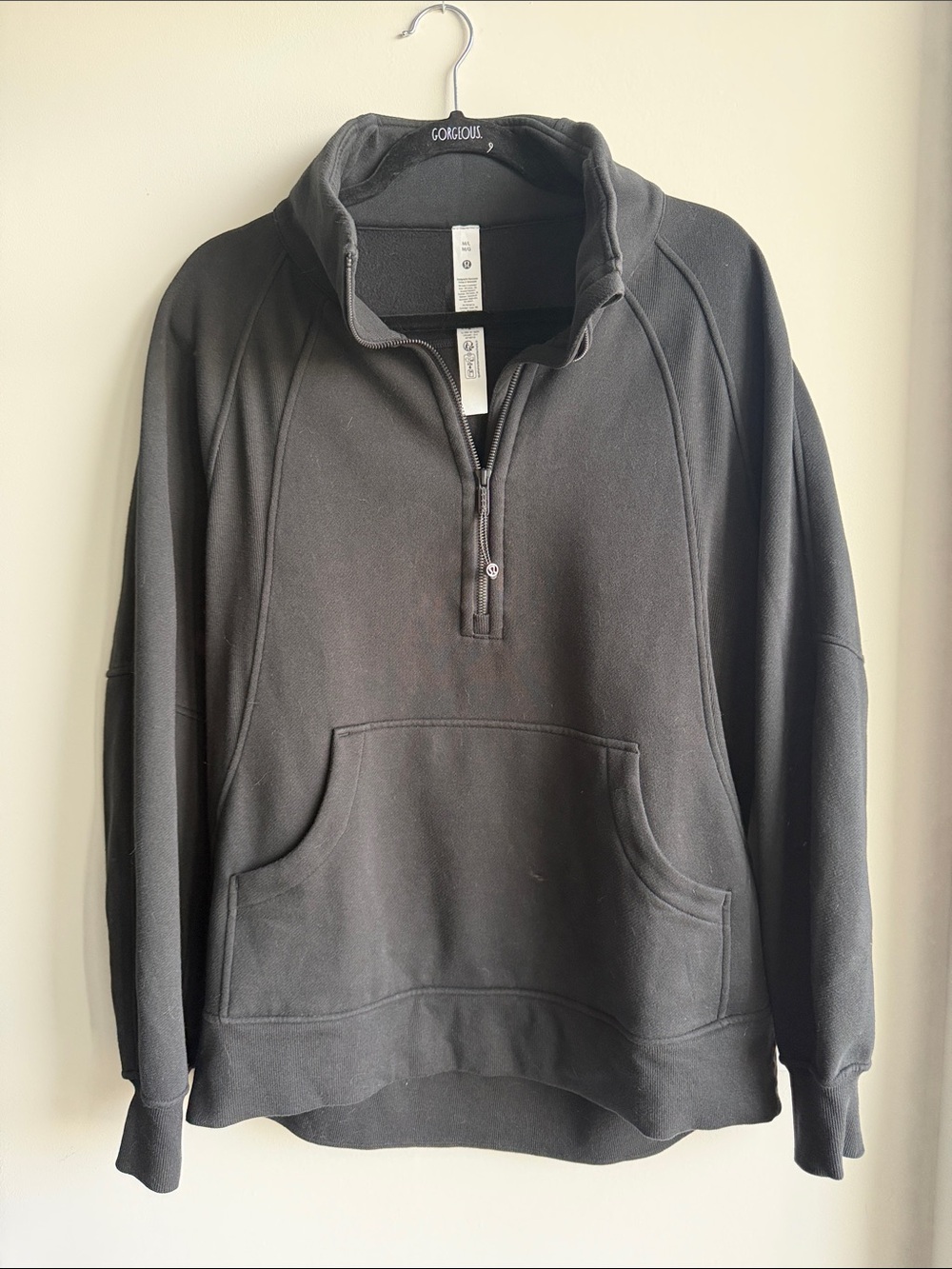 lululemon athletica Black Half-Zip Funnel Neck Scuba **LONG